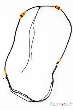 Collier cordon avec perles - long. 65 cm - café